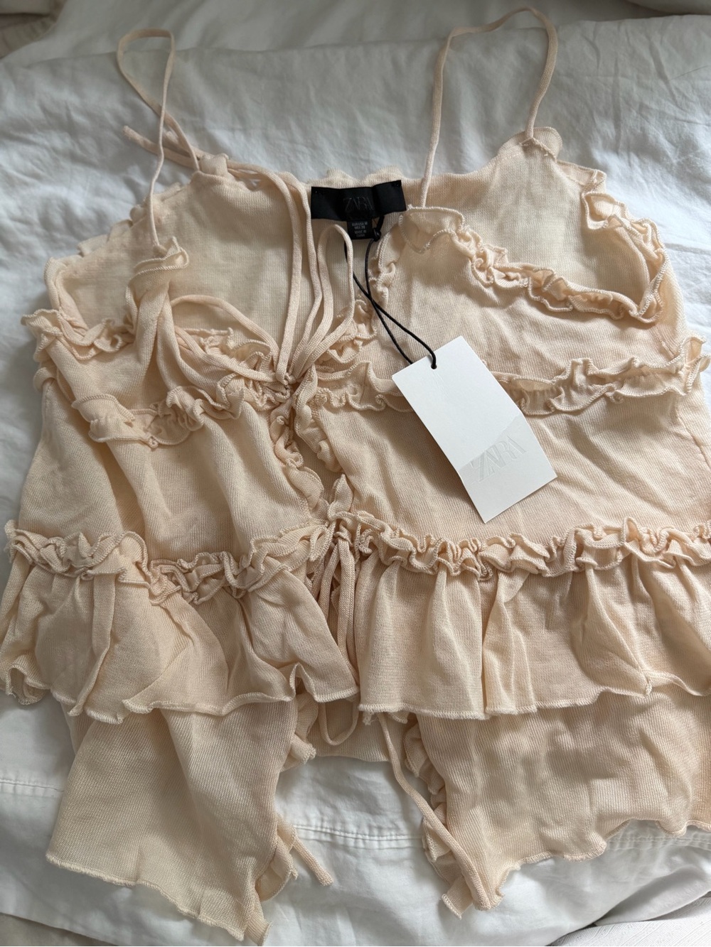Zara Peach Ruffle Spaghetti Strap Cami